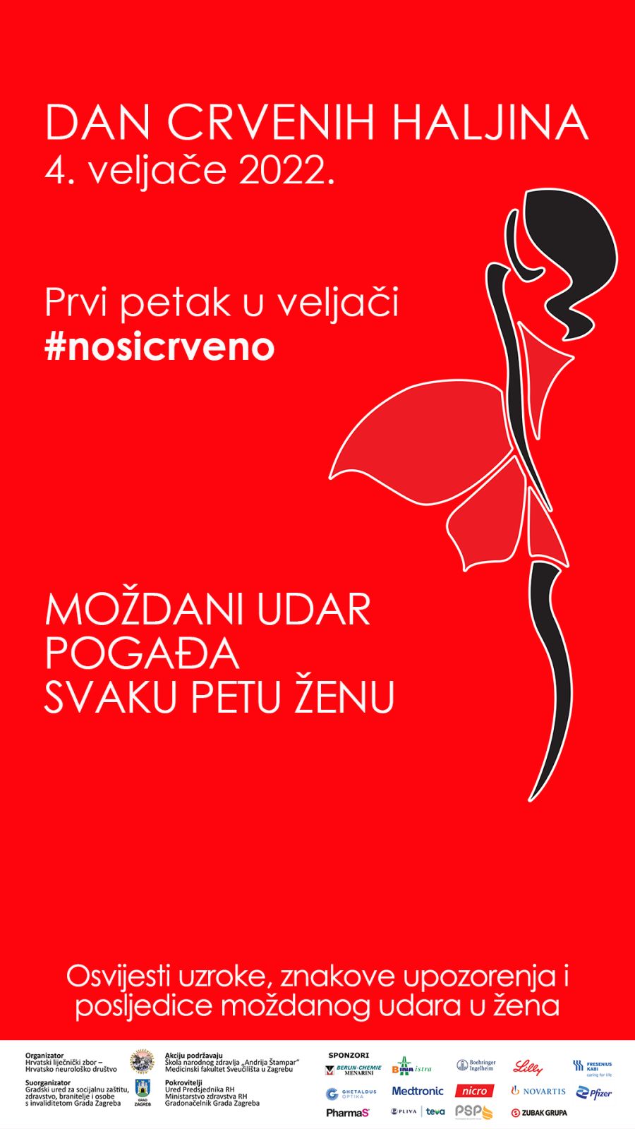 Prvi put akcija “Dan crvenih haljina“: ovoga petka dođite na Franjevački trg i informirajte se kako spriječiti moždani udar